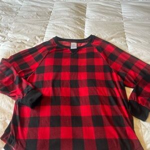 Red and black silky buffalo check shirt